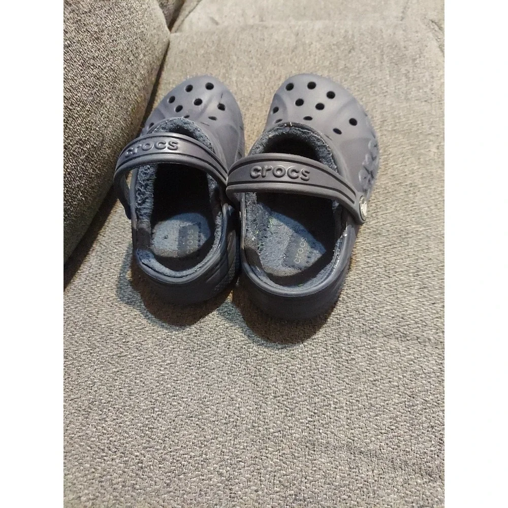 Crocs Dual Comfort Clogs Junior Big Kid 12 Faux Fur Lined Classic‎ Blue Summer